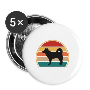 Alaskan Klee Kai Hundeliebhaber Silhouette Retro Sonnenuntergang - Buttons groß 56 mm (5er Pack) - Weiß - Vorne