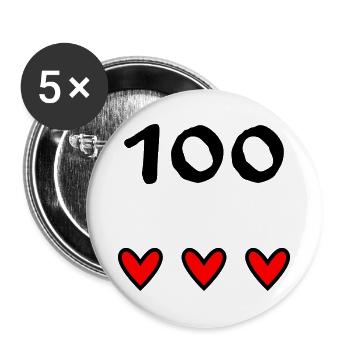 100. 100 JAHRE. 100-JÄHRIGES JUBILÄUM. 100. GEBURTSTAG - Buttons groß 56 mm (5er Pack) - Weiß - Vorne
