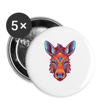 Esel buntes Aquarell Cartoon Kawaii Tier - Buttons groß 56 mm (5er Pack) - Weiß - Vorne