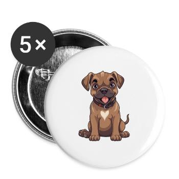 Perro De Presa Canario Hund Cartoon Kawaii Clipart - Buttons groß 56 mm (5er Pack) - Weiß - Vorne