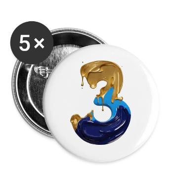 NR. 3 NUMMER 3 COOL 3. GEBURTSTAG - Buttons groß 56 mm (5er Pack) - Weiß - Vorne