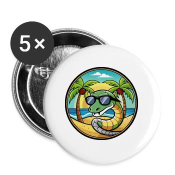 Schlange Lustige Cartoon Sommer Strand Sonnenbrille Cool - Buttons groß 56 mm (5er Pack) - Weiß - Vorne
