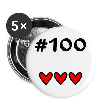 100. 100 JAHRE. 100-JÄHRIGES JUBILÄUM. 100. GEBURTSTAG - Buttons groß 56 mm (5er Pack) - Weiß - Vorne