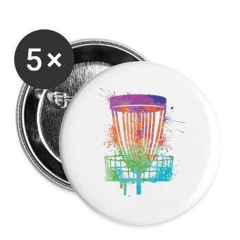 Discgolf Sport Disc Golf Jungen Kinder Discgolfer - Buttons groß 56 mm (5er Pack) - Weiß - Vorne