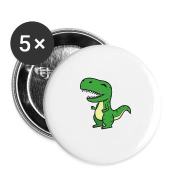 T-Rex - Buttons groß 56 mm (5er Pack) - Weiß - Vorne