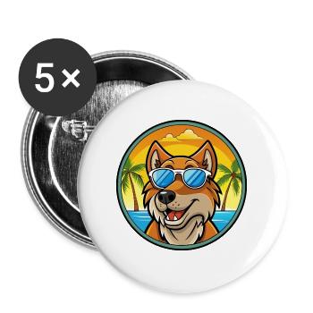 Harrier Hunderasse Cartoon Sonnenbrille Strand - Buttons groß 56 mm (5er Pack) - Weiß - Vorne