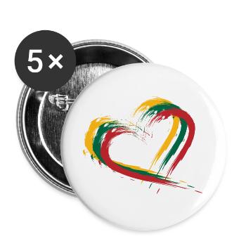 Heart brush flag of Lithuania - Buttons large 2.2''/56 mm (5-pack) - white - Front