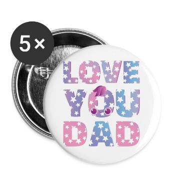 LOVE YOU DAD - Buttons groß 56 mm (5er Pack) - Weiß - Vorne
