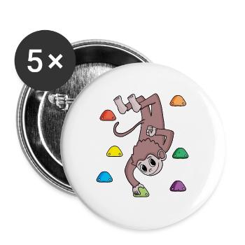 Affe an der Kletterwand - Klettern - Geschenk - Buttons groß 56 mm (5er Pack) - Weiß - Vorne