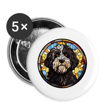 Portugiesische Wasserhunderasse Aquarellglas - Buttons groß 56 mm (5er Pack) - Weiß - Vorne