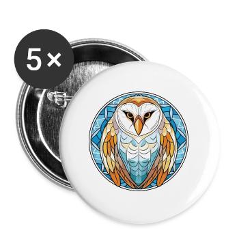 Bunte Aquarell-Tierillustration der Schleiereule - Buttons groß 56 mm (5er Pack) - Weiß - Vorne