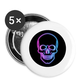 Neon Skull - Buttons groß 56 mm (5er Pack) - Weiß - Vorne