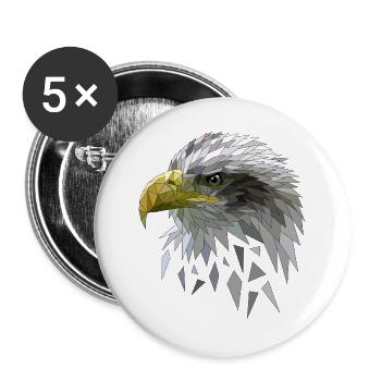 Seeadler Adler Low poly Polygone geometrisch - Buttons groß 56 mm (5er Pack) - Weiß - Vorne
