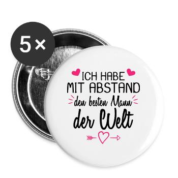 Ich habe mit Abstand den besten Mann der Welt. - Buttons groß 56 mm (5er Pack) - Weiß - Vorne