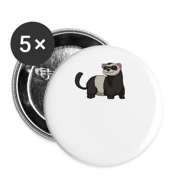 Ferret Frettchen - Buttons groß 56 mm (5er Pack) - Weiß - Vorne