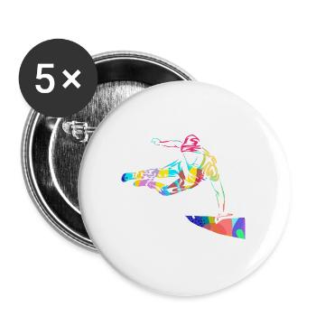 Draufgängerischer Parkour Traceur - Buttons groß 56 mm (5er Pack) - Weiß - Vorne