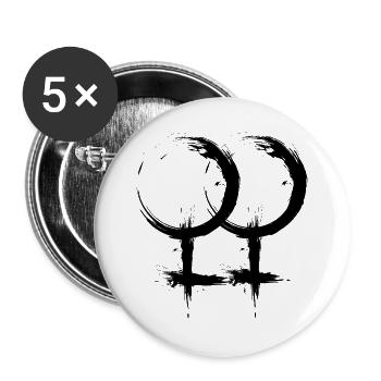 Doppeltes Venussymbol Lesbisch Homosexualität - Buttons groß 56 mm (5er Pack) - Weiß - Vorne