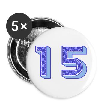 15. 15 JAHRE. 15. JAHRESTAG. 15-JÄHRIGES JUBILÄUM. - Buttons groß 56 mm (5er Pack) - Weiß - Vorne