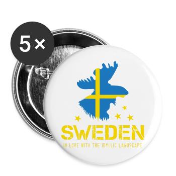 Schweden Sweden - Buttons groß 56 mm (5er Pack) - Weiß - Vorne
