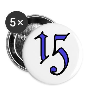 15. 15 JAHRE. 15. JAHRESTAG. 15-JÄHRIGES JUBILÄUM. - Buttons groß 56 mm (5er Pack) - Weiß - Vorne