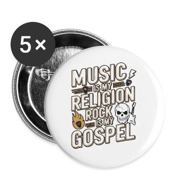 Rockmusik Musiker Rock'n'Roll Band Rocker - Buttons groß 56 mm (5er Pack) - Weiß - Vorne