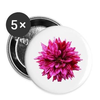 Blume rosa pinke Blume Blumen pink rosa Blumen - Buttons groß 56 mm (5er Pack) - Weiß - Vorne
