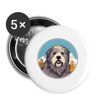 Pyrenäen-Schäferhund-Rasse Cartoon Kawaii Waterco - Buttons groß 56 mm (5er Pack) - Weiß - Vorne