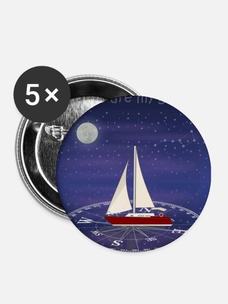 Sterne sind mein Wegweiser - Buttons groß 56 mm (5er Pack) - Weiß