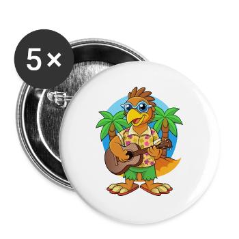 Drôle Hawk Dessin Animé Plage D’été Lunettes De Soleil Guitare - Lot de 5 grands badges (56 mm) - blanc - Devant