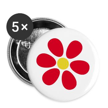 Blume rot rote Blume Blumen rot rote Blumen - Buttons groß 56 mm (5er Pack) - Weiß - Vorne