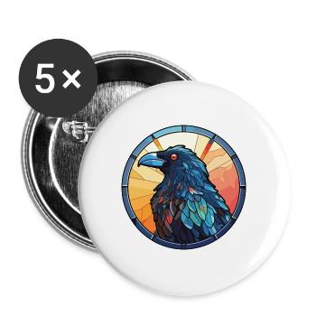 Krähe Buntglas Bunte Karikatur Kawaii Tier - Buttons groß 56 mm (5er Pack) - Weiß - Vorne