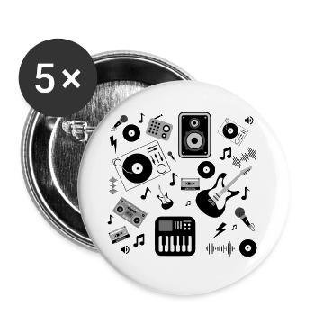 Pêle-Mischen Musik - Buttons groß 56 mm (5er Pack) - Weiß - Vorne