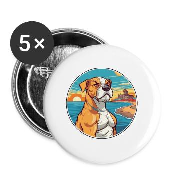 Córdoba Kampfhund Rasse Cartoon Kawaii Clipart - Buttons groß 56 mm (5er Pack) - Weiß - Vorne