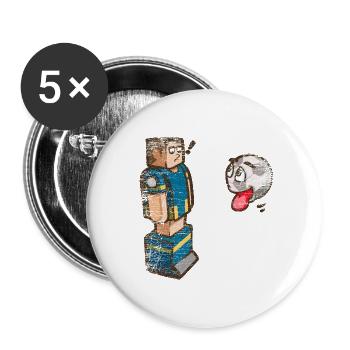 Begeisterter Tischfußball Torjäger - Buttons groß 56 mm (5er Pack) - Weiß - Vorne