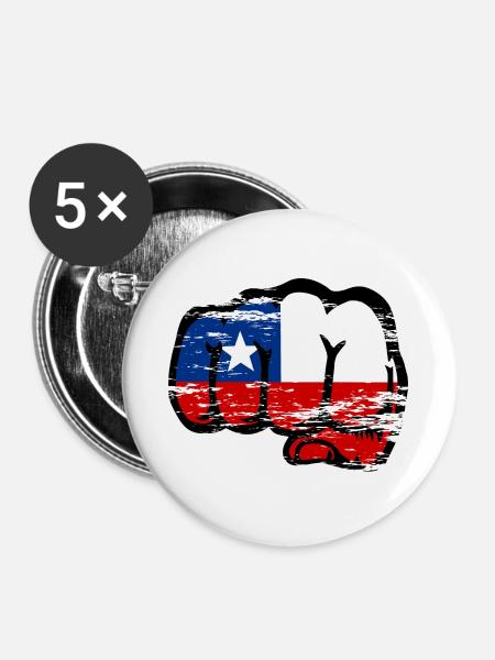 Chile Flagge Faust used - Buttons groß 56 mm (5er Pack) - Weiß