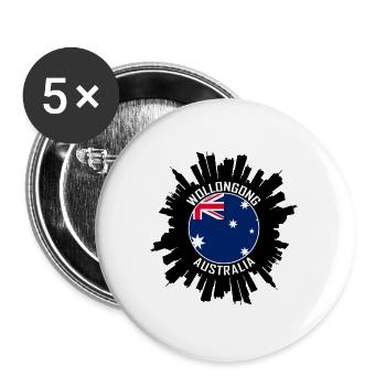 Wollongong Skyline Australien Flagge Reise Souvenir - Buttons groß 56 mm (5er Pack) - Weiß - Vorne