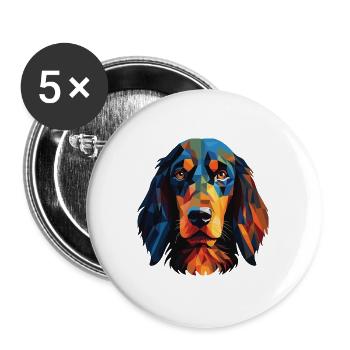 Gordon Setter Hunderasse Aquarell Illustration - Buttons groß 56 mm (5er Pack) - Weiß - Vorne