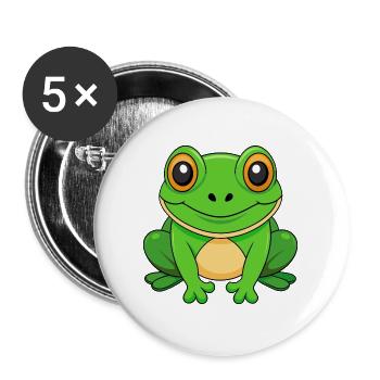 Frog Cute Mascot Cartoon Character Kawaii - Buttons large 2.2''/56 mm (5-pack) - white - Front