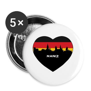 Mainz Deutschland Flagge Skyline Reise Souvenir - Buttons groß 56 mm (5er Pack) - Weiß - Vorne