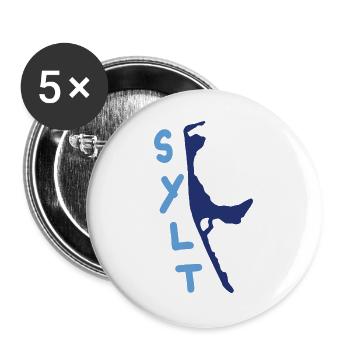 sylt blau mit schriftzug - Buttons groß 56 mm (5er Pack) - Weiß - Vorne