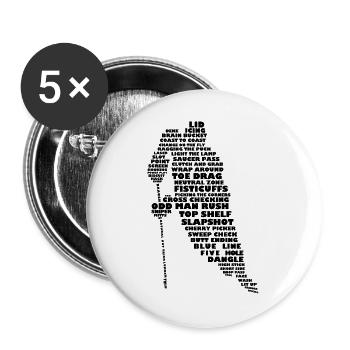 Sprache der Hockey (Schwarz) - Buttons groß 56 mm (5er Pack) - Weiß - Vorne