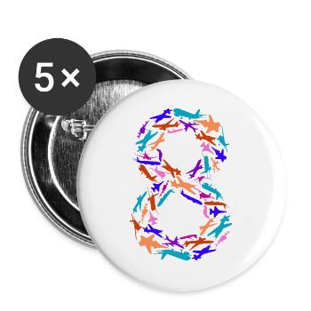 Geburtstag Junge 8 Jahre Flugzeug Flugzeuge - Buttons groß 56 mm (5er Pack) - Weiß - Vorne