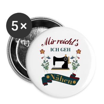 Näherin Nähen mir reicht`s - Buttons groß 56 mm (5er Pack) - Weiß - Vorne