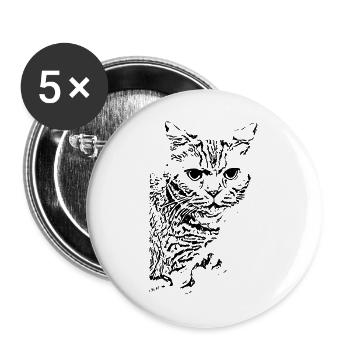 britisch Kurzhaar Katze Katze schwarz Katzen - Buttons groß 56 mm (5er Pack) - Weiß - Vorne