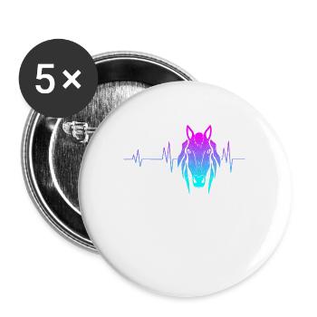 Pferd Herzschlag - Buttons groß 56 mm (5er Pack) - Weiß - Vorne