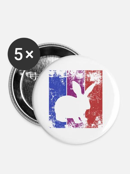 Hase Kaninchen - Buttons groß 56 mm (5er Pack) - Weiß