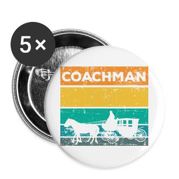 Kutscher Kutsche Pferd - Buttons groß 56 mm (5er Pack) - Weiß - Vorne