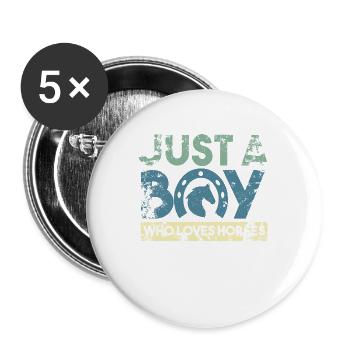 Reiter Junge Reiten Jungen - Buttons groß 56 mm (5er Pack) - Weiß - Vorne