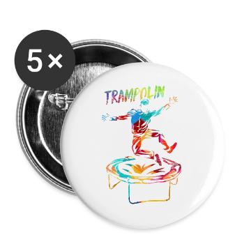 Schwungvolle Trampolin Akrobatin - Buttons groß 56 mm (5er Pack) - Weiß - Vorne