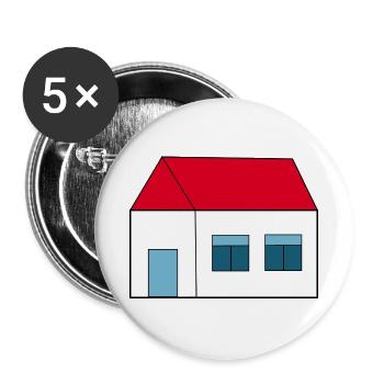 Haus minimal Bauherr Richtfest Geschenk Einzug - Buttons groß 56 mm (5er Pack) - Weiß - Vorne